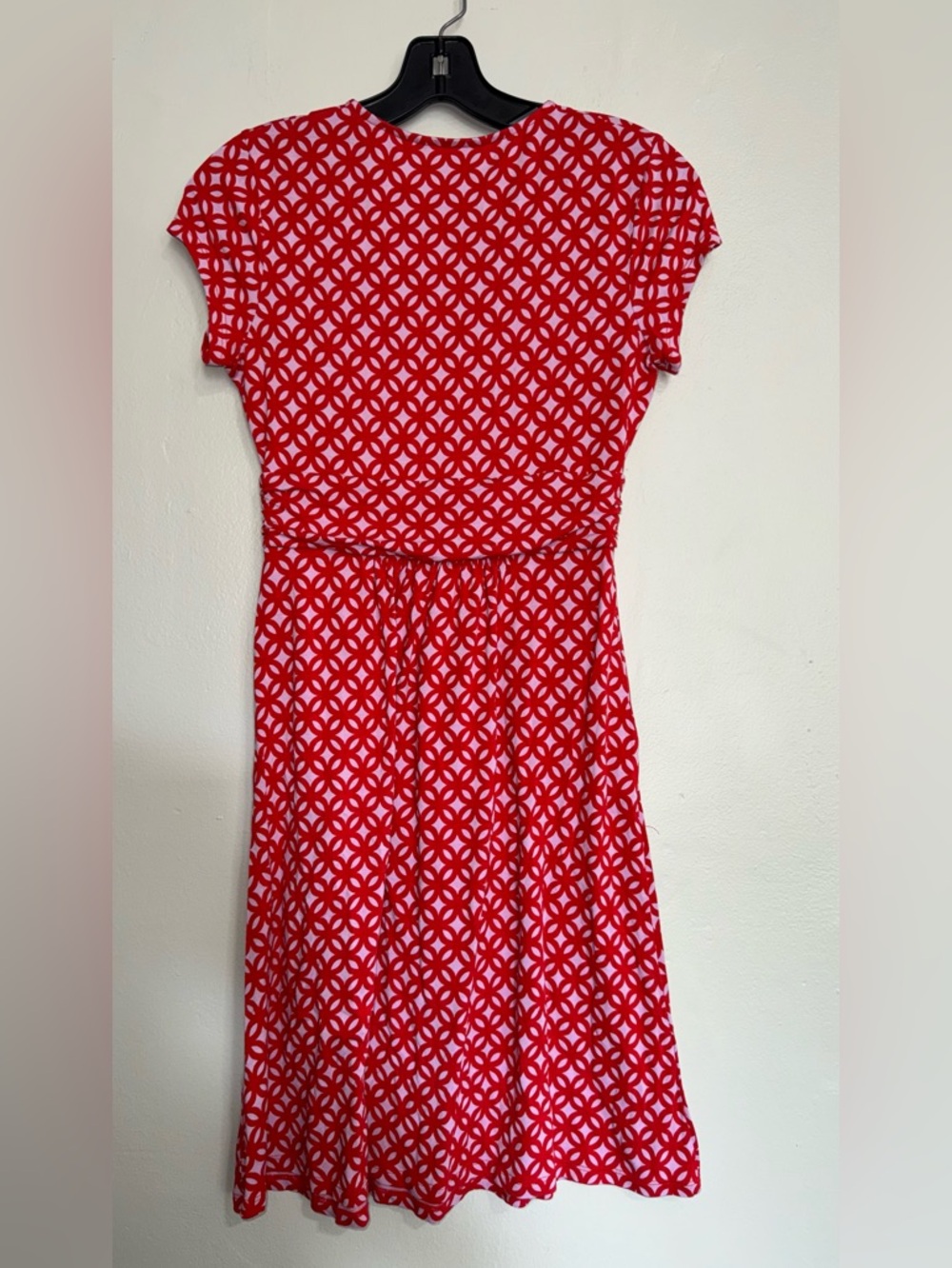 Boden Jersey Wrap Top Dress Dark Coral Red Knee LengthGeometric Mini Dress Sz 4 - Picture 7 of 12